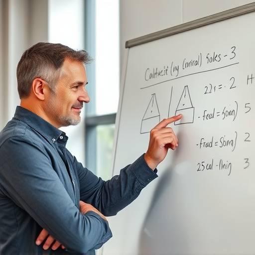 A person confidently solving a technical problem on a whiteboard during a technical interview.